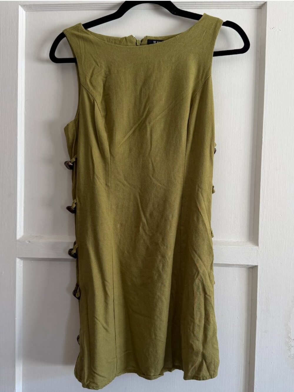 LINEN GREEN MINI DRESS - Picture 5 of 5
